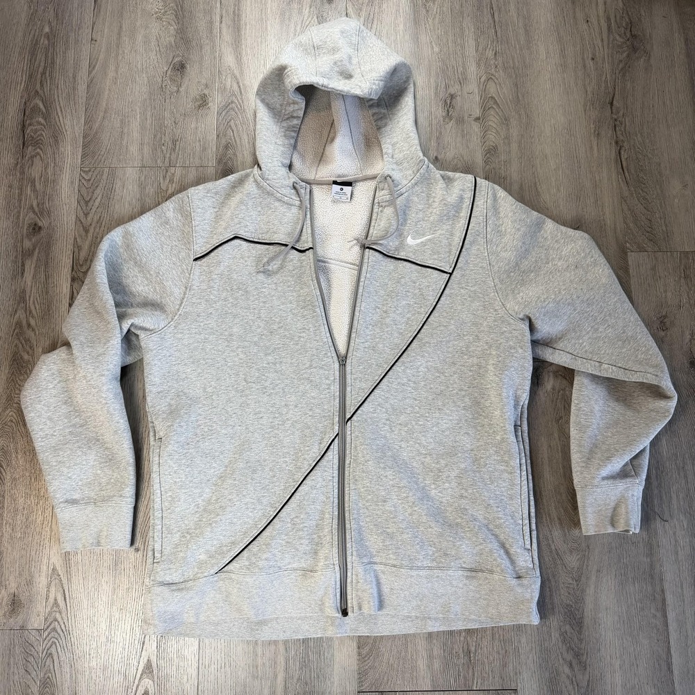 Nike‎ Hoodie Mens XL Gray Full Zip Fleece Pockets Y2K 408120-050 READ